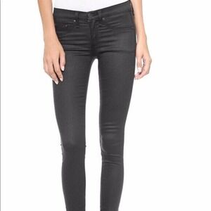 Rag and Bone | Women's Black Skinny Stretch Denim Coated Leggings Size 30